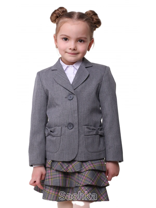 Жакет для дівчинки Sashka шкільний сірий (напіввовна), розмір 116-146